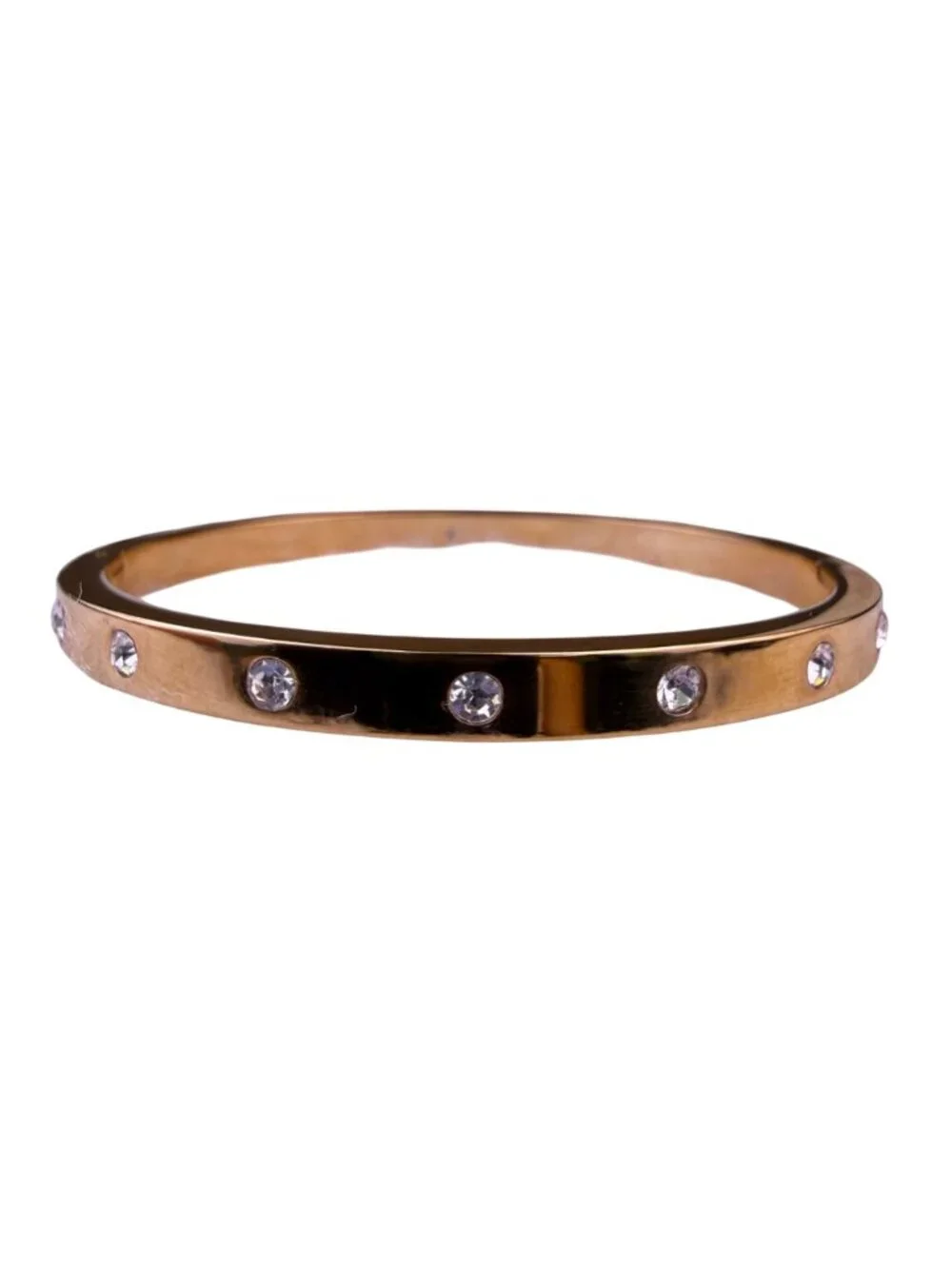 Kate Spade Womens Rose Gold Tone Metal Hinged Bangle Bracelet With Inset Stones - Picture 2 of 7